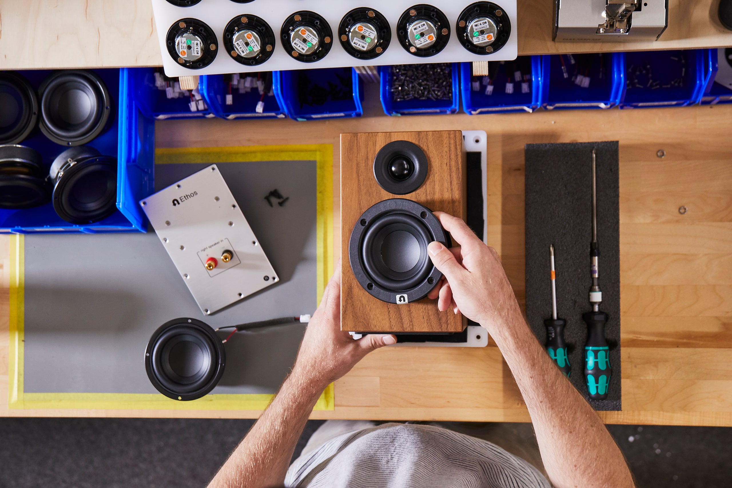 assembling a speaker by hand