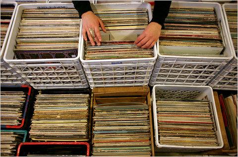 Crates with used records