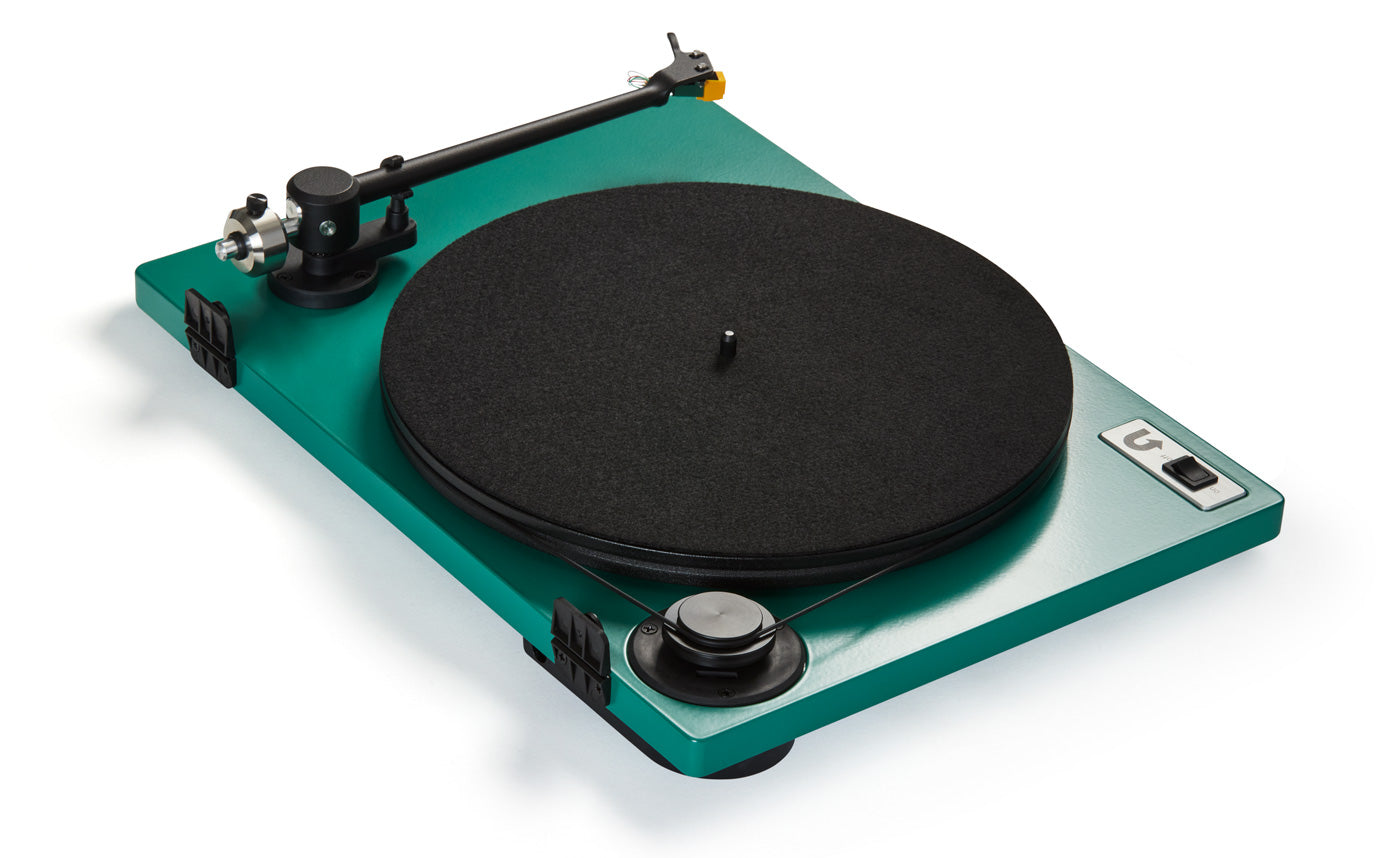 Green Orbit Basic with a black powdercoated MDF platter